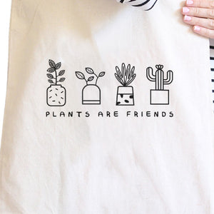 Plants Are Friends Natural Canvas Bag Unique Design Gifts For Her - 365INLOVE
