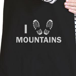 I Heart Mountains Black Canvas Bag Gift Ideas For Hiking Lovers - 365INLOVE