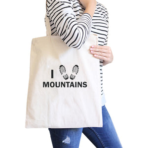 I Heart Mountains Natural Canvas Bag Gift Ideas For Hiking Lovers - 365INLOVE