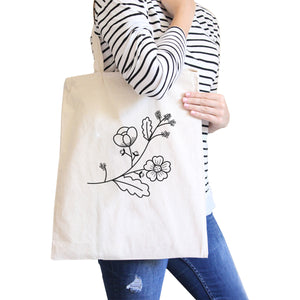 Flower Natural Canvas Tote Bag Lovely Design Gift Ideas For Friends - 365INLOVE