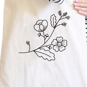 Flower Natural Canvas Tote Bag Lovely Design Gift Ideas For Friends - 365INLOVE