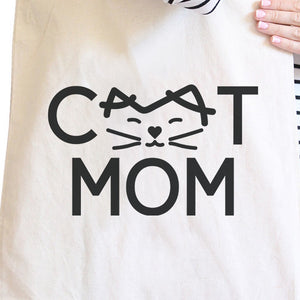 Cat Mom Natural Canvas Tote Bag Unique Graphic Gifts For Cat Lady - 365INLOVE