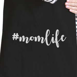 Momlife Black Canvas Diaper Bag Simple Lettering Gifts For New Moms - 365INLOVE