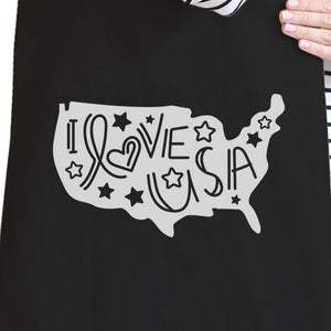 I Love USA Map Black Canvas Bag Cute Design Shoulder Bag For Her - 365INLOVE