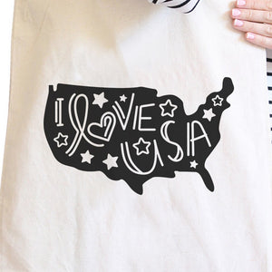 I Love USA Natural Canvas Tote Bag Perfect Gift Idea For Army Wives - 365INLOVE