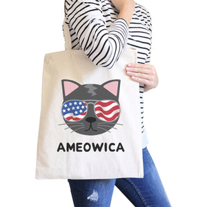 Ameowica Natural Eco-Friendly Canvas Bag Unique Cat Design Tote Bag - 365INLOVE