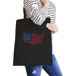 Happy Birthday USA Black Canvas Shoulder Bag For Independence Day - 365INLOVE