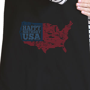 Happy Birthday USA Black Canvas Shoulder Bag For Independence Day - 365INLOVE