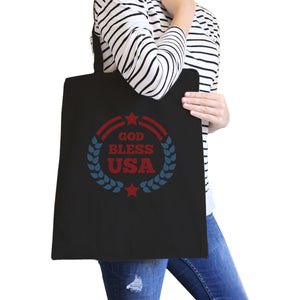 God Bless USA Black Eco-Friendly Patriotic Design Canvas Bag Cotton - 365INLOVE