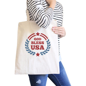 God Bless USA Natural Eco-Friendly Canvas Tote Bag Canvas Tote Bag - 365INLOVE