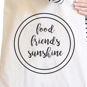 Food Friends Sunshine Cute Graphic Natural Canvas Bag Heavy Cotton - 365INLOVE