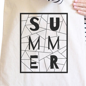 Summer Geometric All-Purpose Heavy Cotton Natural Canvas Tote Bag - 365INLOVE