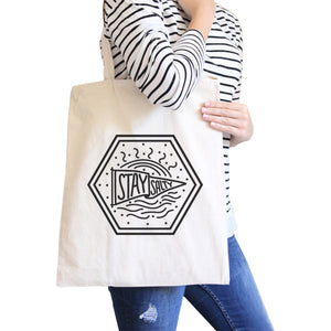 Stay Salty Cute Beach Tote Bag Natural Perfect Summer Gift Ideas - 365INLOVE