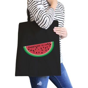 Happiness Is Cold Watermelon Eco-Friendly Cotton Shoulder Tote Bag - 365INLOVE