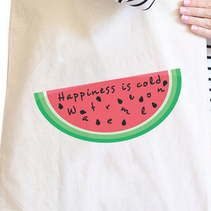 Happiness Is Cold Watermelon Cute Eco-Friendly Canvas Shoulder Tote - 365INLOVE