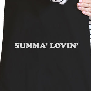 Summa' Lovin' Black Summer Vibes Stylish Canvas Tote Bag Washable