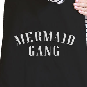 Mermaid Gang Black Summer Quote Canvas Beach Tote Gifts For Her