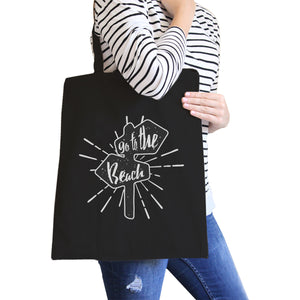 Go To The Beach Black Canvas Bags