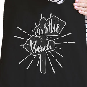 Go To The Beach Black Canvas Bags