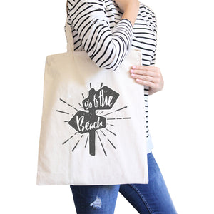 Go To The Beach Natural Canvas Bags