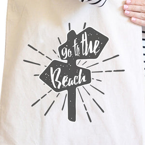 Go To The Beach Natural Canvas Bags