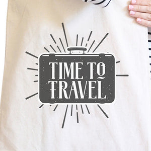 Time To Travel Natural Canvas Bags