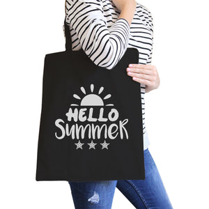 Hello Summer Sun Black Canvas Bags