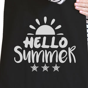 Hello Summer Sun Black Canvas Bags