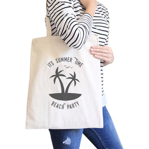 It's Summer Time Beach Party Natural Canvas Bags