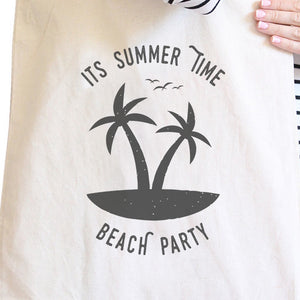 It's Summer Time Beach Party Natural Canvas Bags