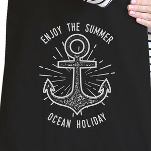 Enjoy The Summer Ocean Holiday Black Canvas Bags