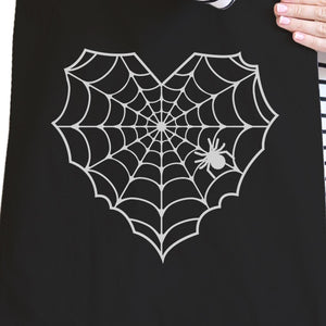 Heart Spider Web Black Canvas Bags