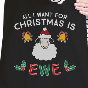 All I Want For Christmas Is Ewe Black Canvas Bags
