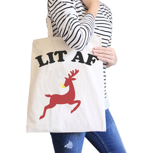 Lit Af Natural Canvas Bags