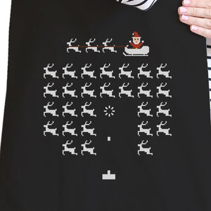 Pixel Game Santa And Rudolph Black Canvas Bags