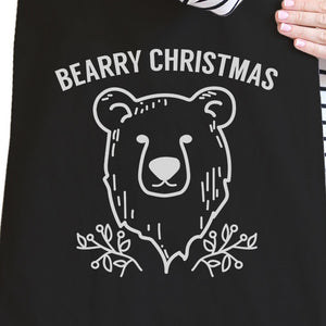 Bearry Christmas Bear Black Canvas Bags