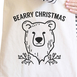 Bearry Christmas Bear Natural Canvas Bags