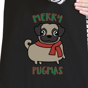 Merry Pugmas Pug Black Canvas Bags