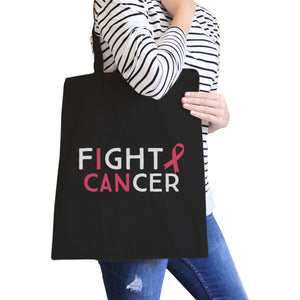 Fight Cancer I Can Black Canvas Bags