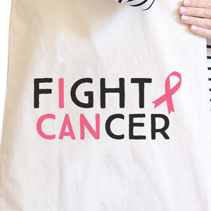 Fight Cancer I Can Natural Canvas Bags