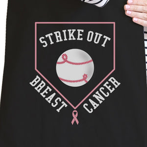 Strike Out Breast Cancer Baseball Black Canvas Bags