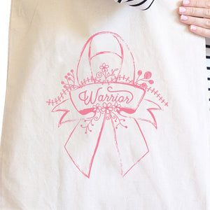 Warrior Breast Cancer Awareness Natural Canvas Bags