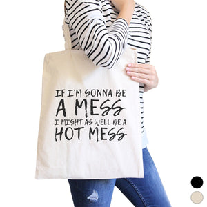 Hot Mess Canvas Shoulder Bag Cute Gym Fitness Workout Tote Gifts