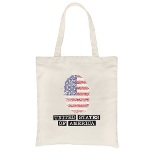 Fingerprint USA Flag Cute Graphic Canvas Shoulder Bag Gift For Her