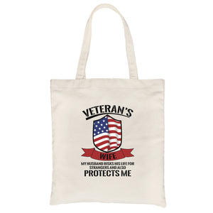 Veteran's Wife Canvas Bag Heavy Cotton Cute US Veteran Gift Bag