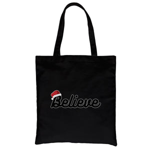 Believe Santa Hat Canvas Shoulder Bag