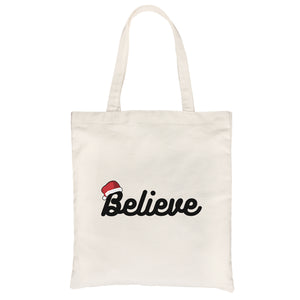 Believe Santa Hat Canvas Shoulder Bag