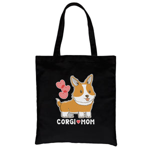 Corgi Mom Canvas Shoulder Bag Cute Gift For Corgi Owners Tote Bag