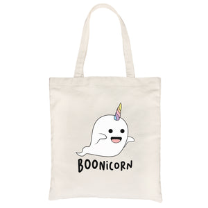 Boonicorn Cute Halloween Costume Ghost Unicorn Canvas Shoulder Bag