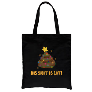 Dis Shit Is Lit Poop Canvas Bag